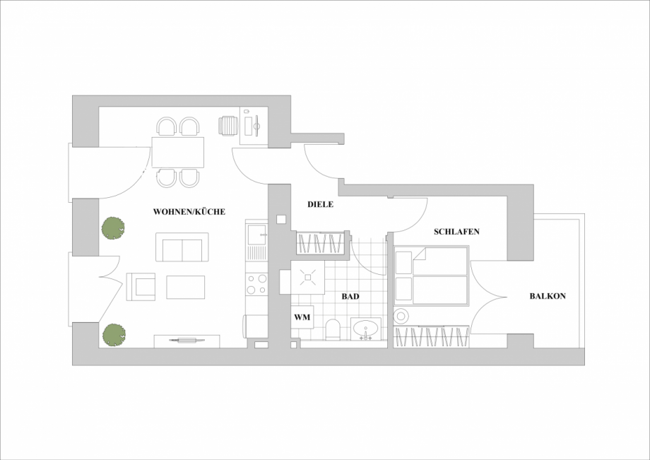Grundriss rechts Etagenwohnung D�sseldorf