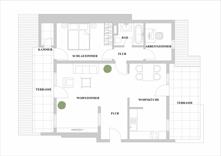 Grundriss Dachgeschoss Etagenwohnung D�sseldorf