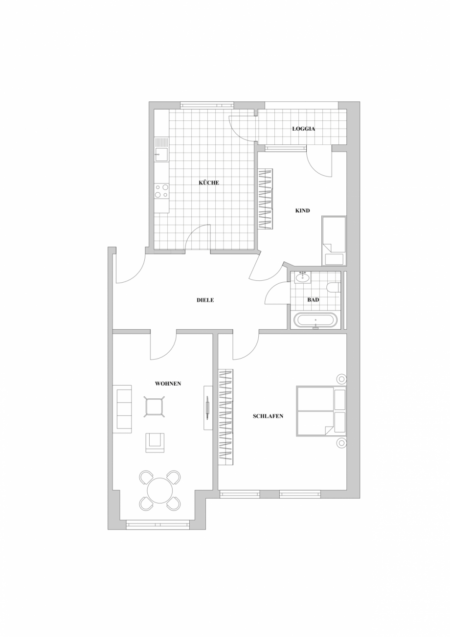 Grundriss Etagenwohnung D�sseldorf