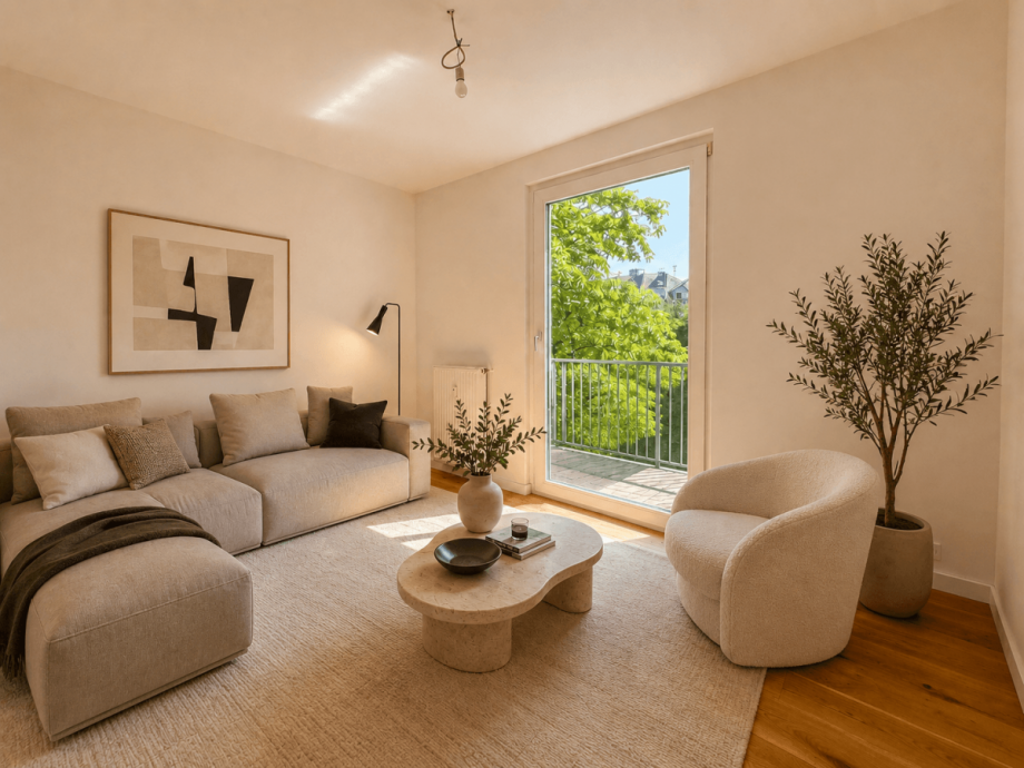 Wohnzimmer (virtuell mort) Etagenwohnung D�sseldorf