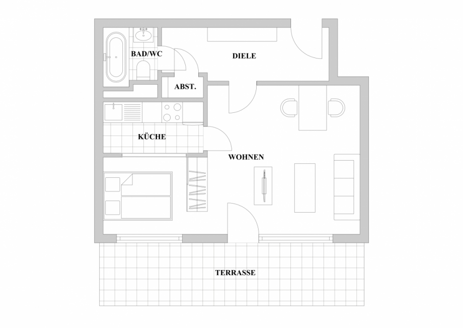 Grundriss 6. OG Dachgeschosswohnung D�sseldorf