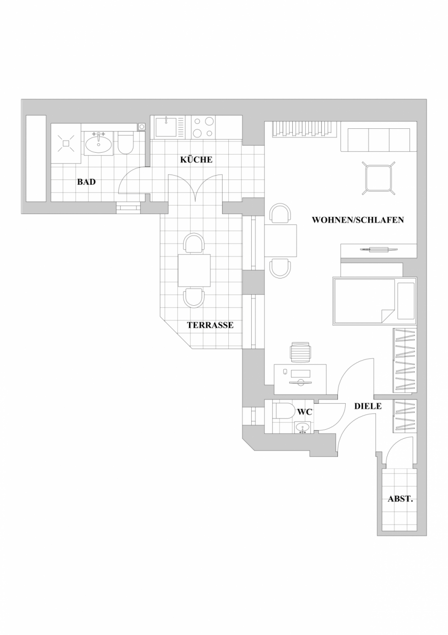 Grundriss Terrassenwohnung D�sseldorf