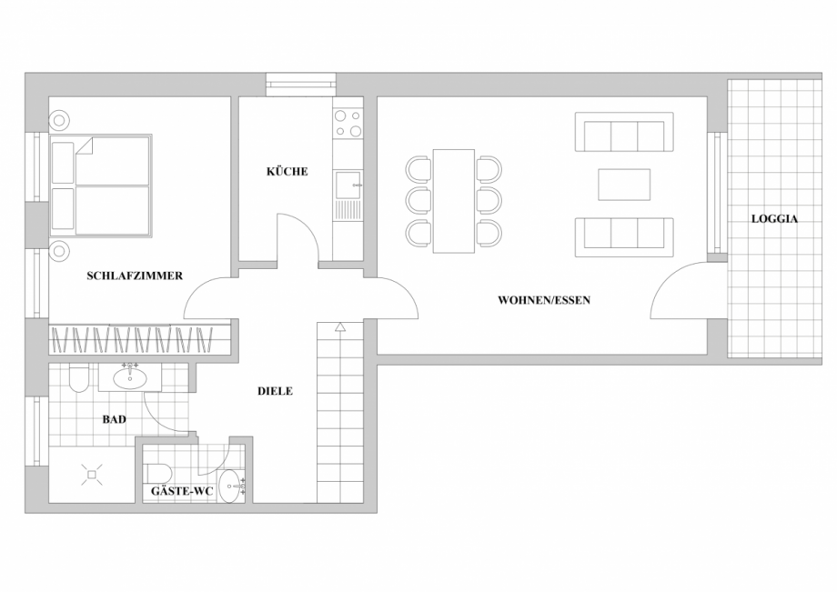 Grundriss - obere Ebene Maisonettewohnung Meerbusch