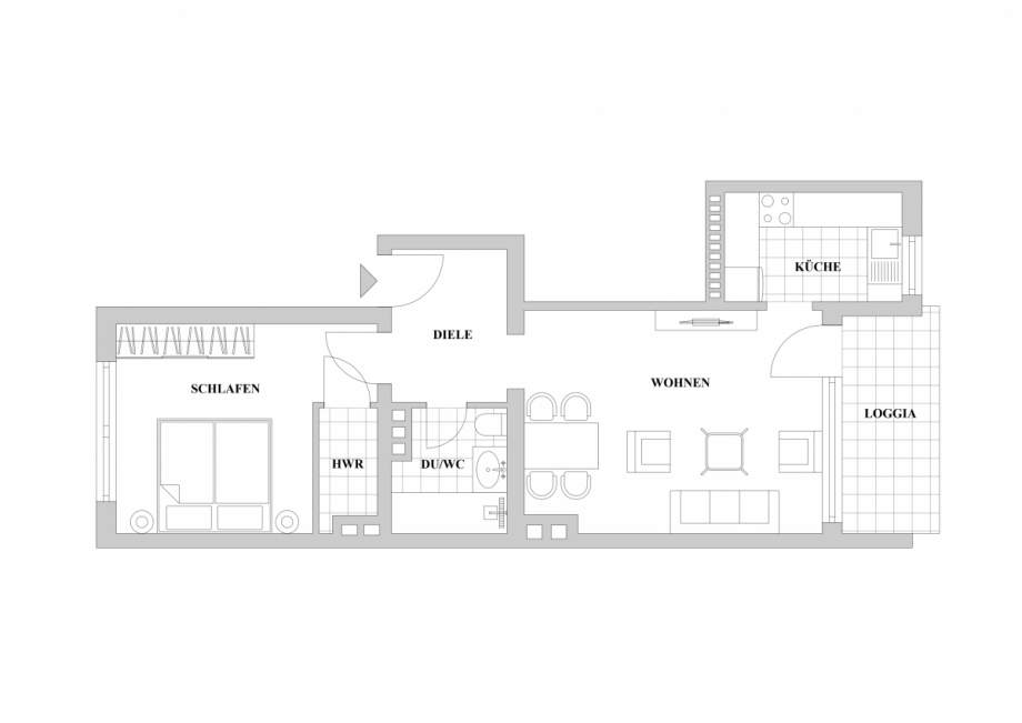 Grundriss 3. Obergeschoss links Etagenwohnung D�sseldorf