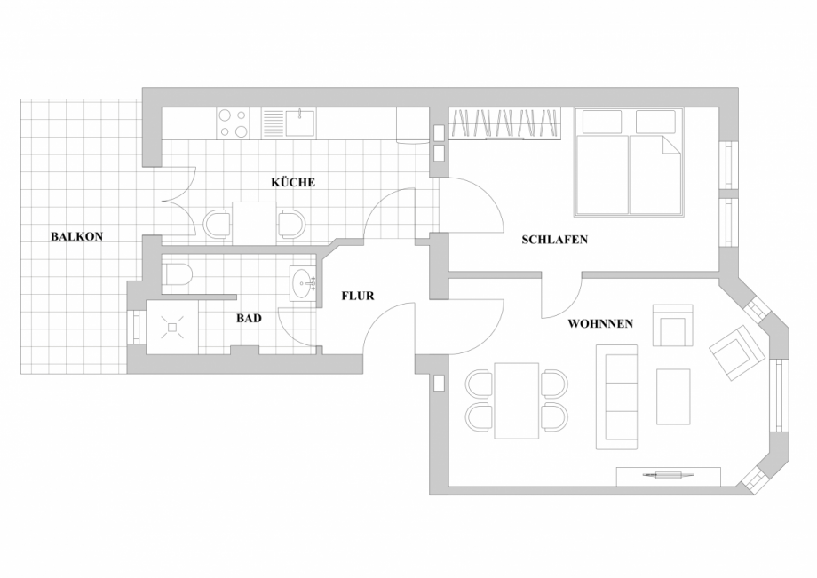 Grundriss WE rechts Etagenwohnung D�sseldorf