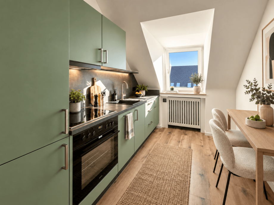 K�che (virtuell m�bliert) Etagenwohnung D�sseldorf