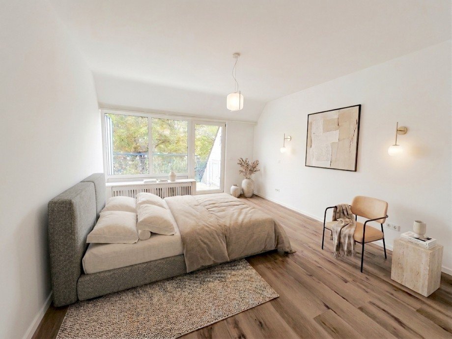 Schlafzimmer (virtuell m�bliert) Etagenwohnung D�sseldorf