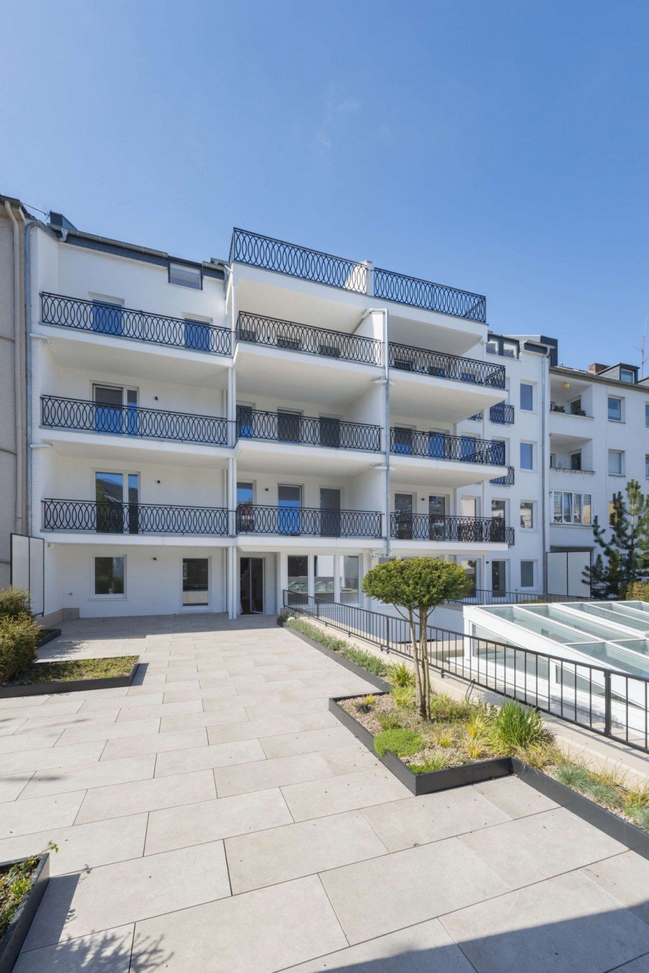 R�ckansicht und Terrasse Etagenwohnung D�sseldorf