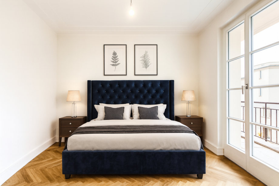 Schlafzimmer (virtuell m�bliert) Etagenwohnung D�sseldorf