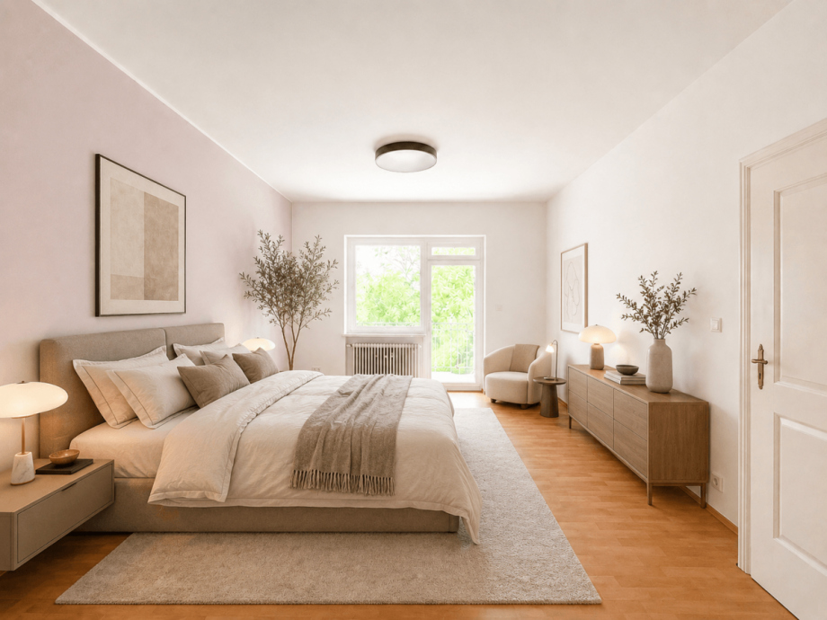 Schlafzimmer mit Wintergarten (virtuell m�bliert) Etagenwohnung D�sseldorf