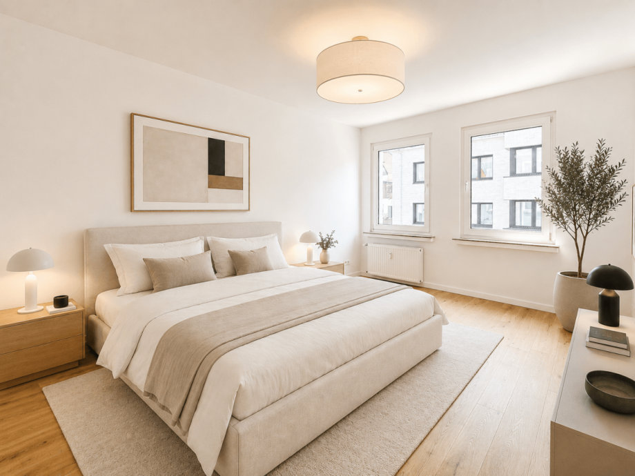 Schlafzimmer 2 (virtuell m�bliert) Etagenwohnung D�sseldorf