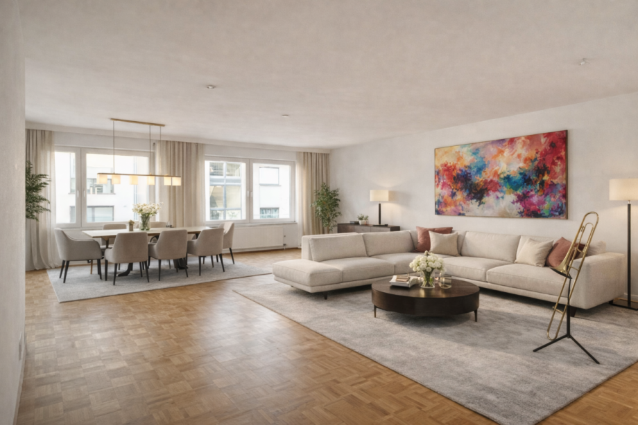 Wohn- und Esszimmer Etagenwohnung D�sseldorf